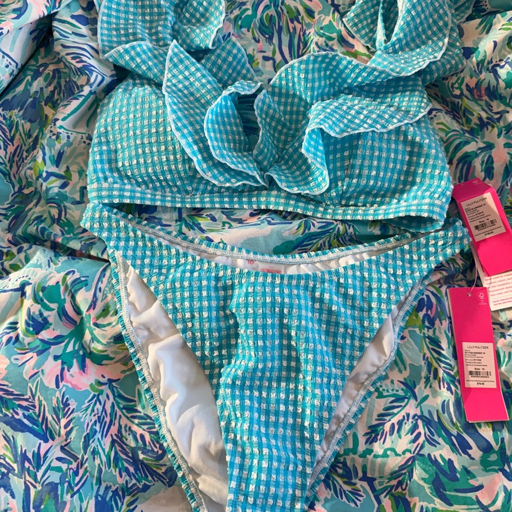 Blue Gingham Bikini Set